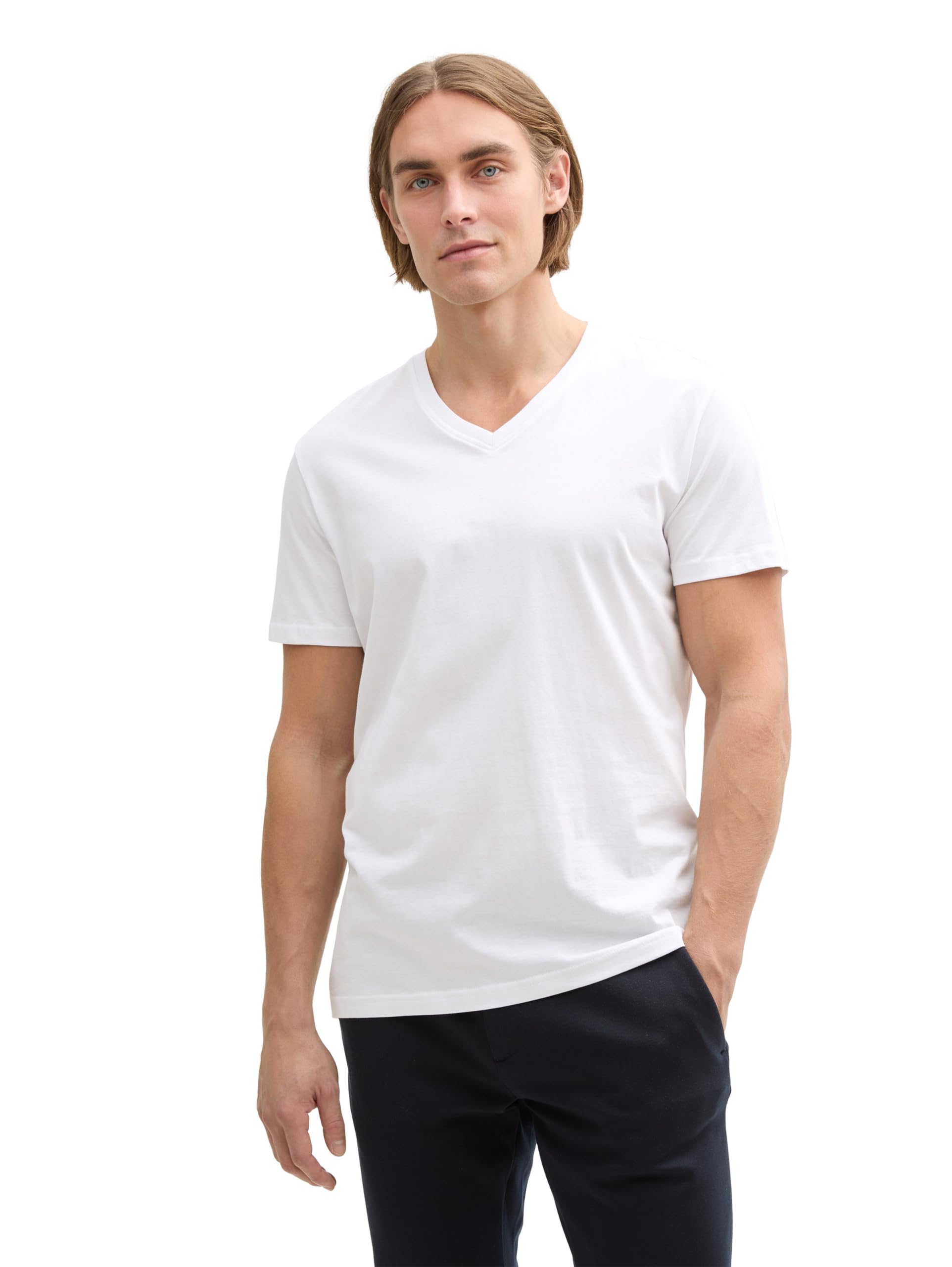 TOM TAILOR Herren Doppelpack T-Shirt mit V-Ausschnitt