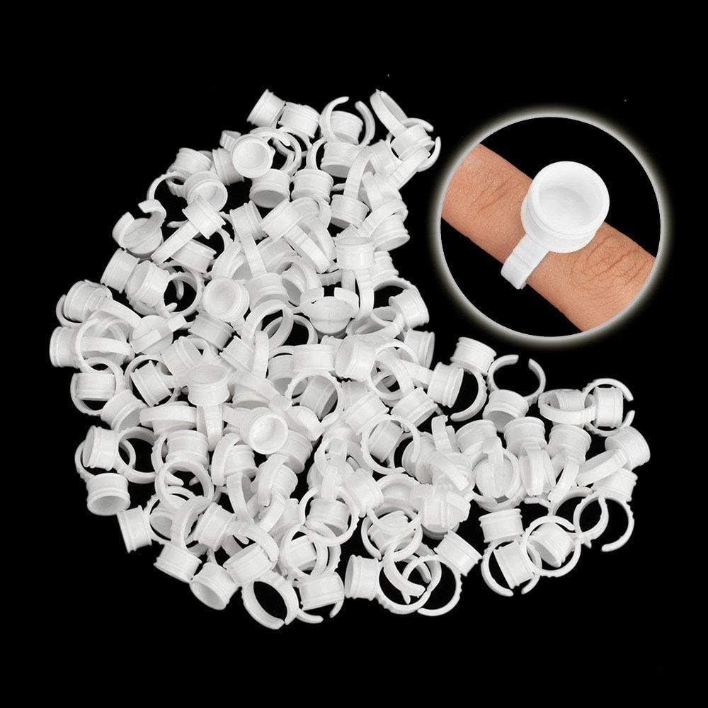Tattoo Rings Cups - Jconly 300Pcs Pigment Rings Tattoo Rings Caps Disposable Glue Holder Plastic Tattoo Ink Pigment Ring Adhesive Makeup Rings Palette for Eyelash Extension Nail Art，Tattoo Accessaries