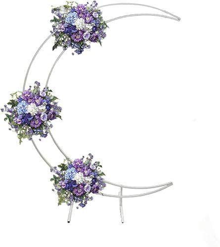 Arco de boda, soporte de arco de boda de luna creciente de metal de 7 pies, marco de globo de flores curvas, cenadores y arcos para boda, día de San