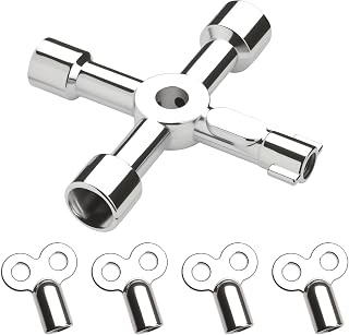 Llave de Panel de 4 Vías, Llave montaje radiadores con 4 PcsLlave Triangular ContadorLlave cuadro Electrico universales para caja contador agua grifo, medidor de gas, válvula, gabinete