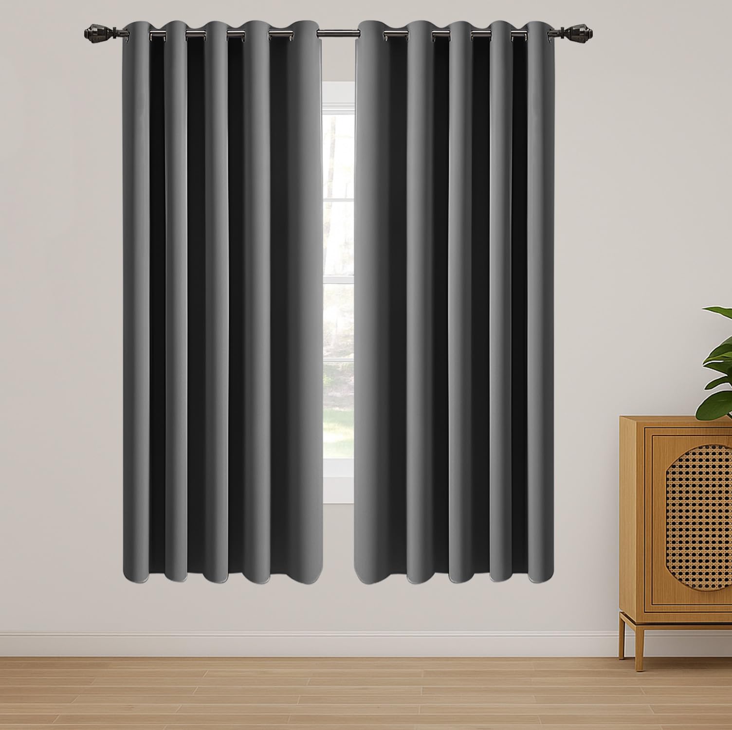 Ir Imperial Rooms Grey Imperial Rooms Blackout Eyelet Curtains For Bedroom 46X72 Inch Curtains For Living Room Super Soft Privacy Curtain 2 Panels With Tiebacks