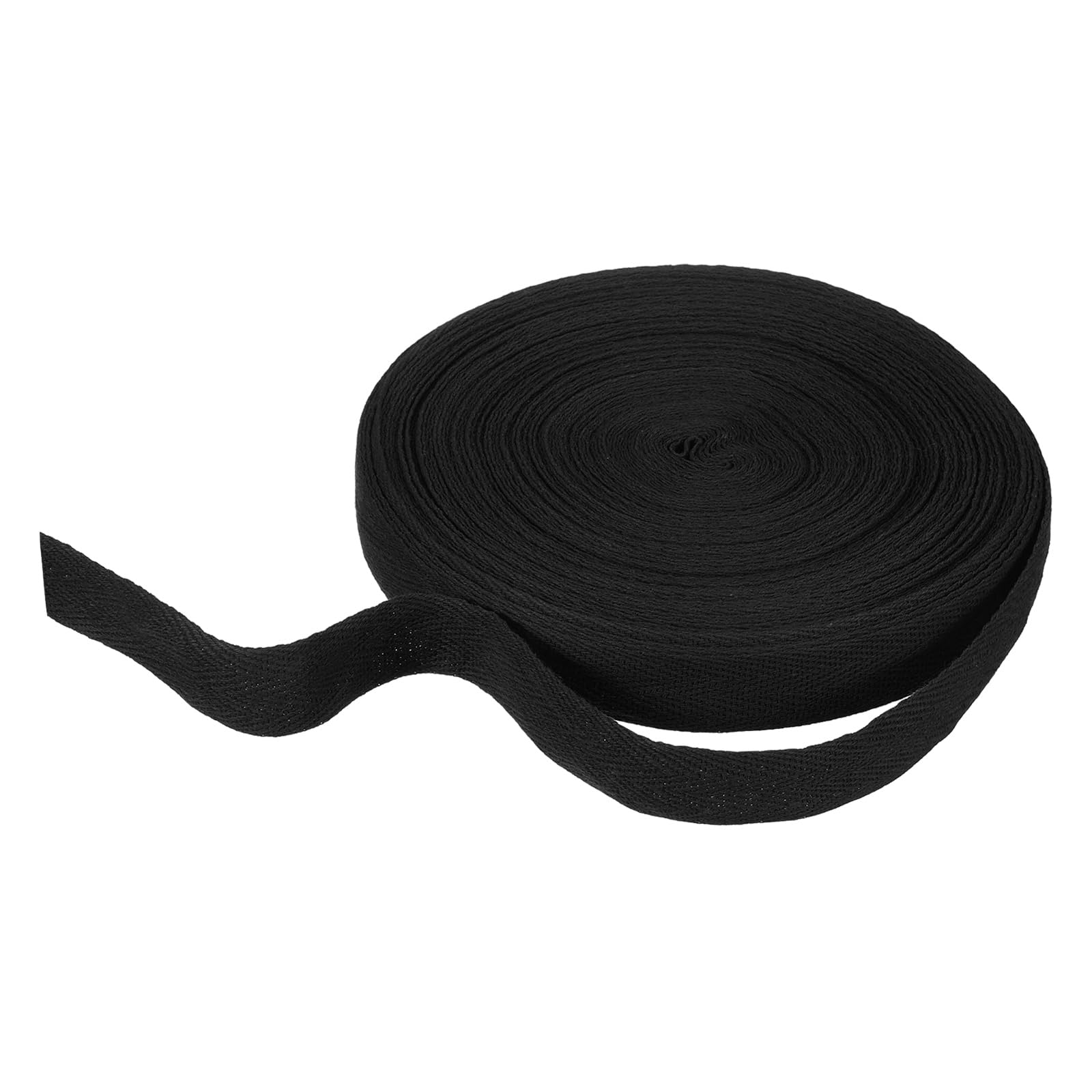sourcing map Cotton Twill Tape Ribbon 20mm x 21 Meters Herringbone Webbing Tape Roll Bias Binding Tape for DIY Crafts Sewing Gift Wrapping, Black