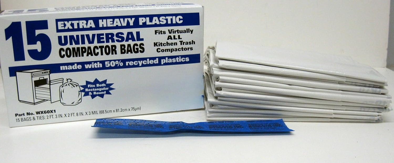 WX60X1 for GE Universal Trash Compactor Plastic Bags 15/Box replaces WC60X5015