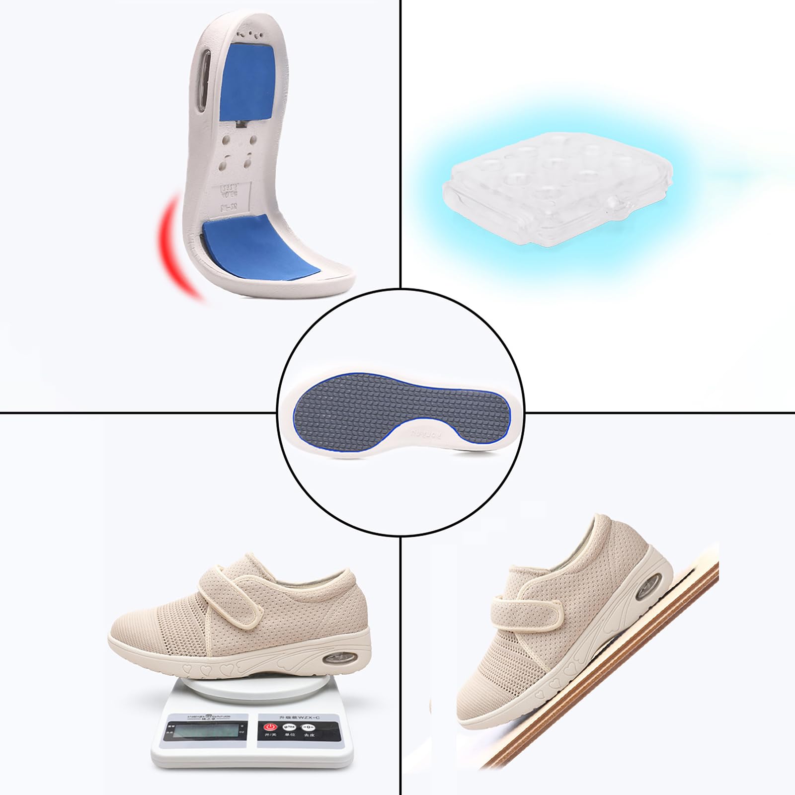 Zapatillas de Mujer Extra Anchas de Malla Transpirable para Caminar - Zapatillas Ligeras Antideslizantes con Correa Ajustable para pies hinchados y Personas Mayores