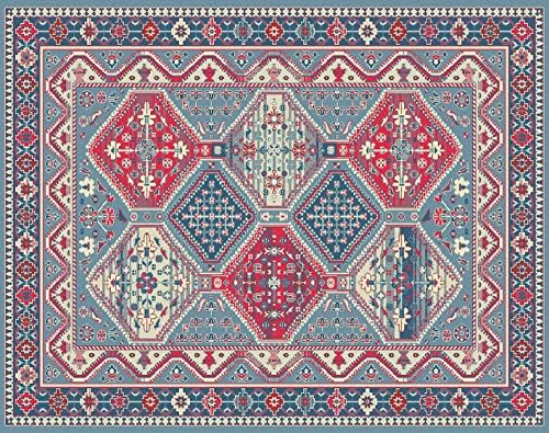 HomeLife Rug Persian/Oriental Style 60 x 140 cm | Cotton Rug for Living Room/Bedroom/Living Room with Non-Slip Bottom | Digital Print Oriental Inspiration Rug (Blue, 60 x 140)