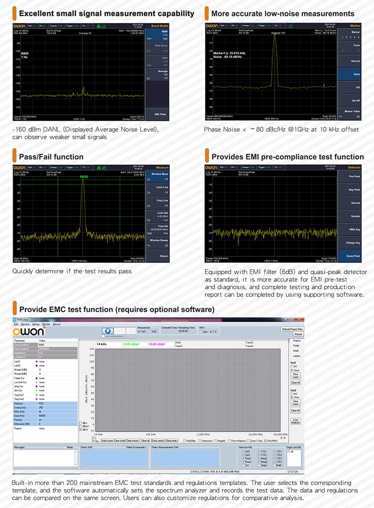 High Frequency Spectrum Analyzer XSA805 Series Digital Spectrum Analyzer 9 inch LCD 1Hz Resolution Bandwidth 9kHz to1.5GHz Frequency(XSA810-TG)