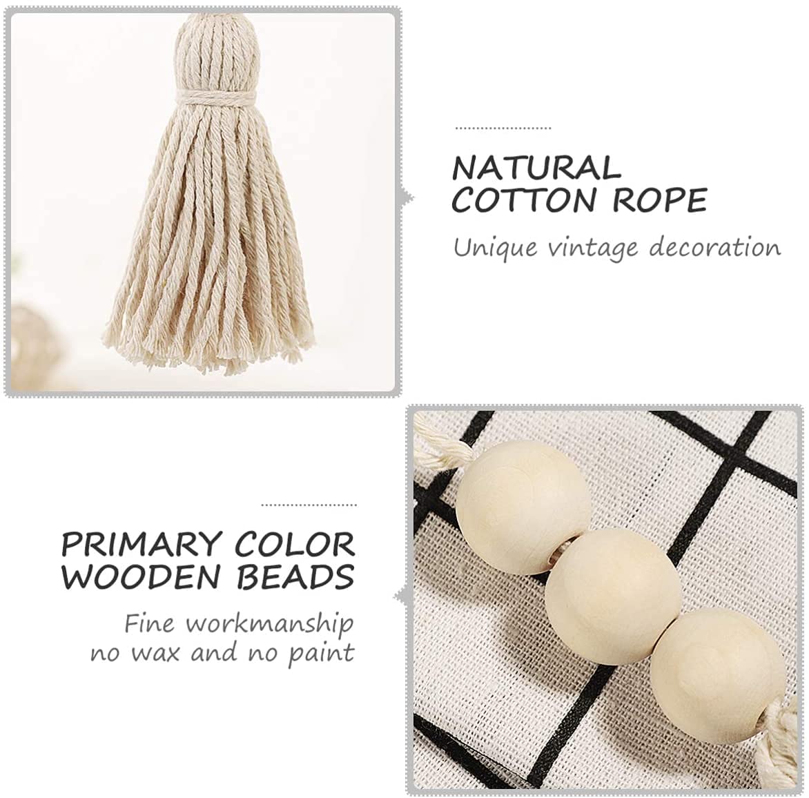 LATRAT Wooden Tassel Beads Ornament - Image 2