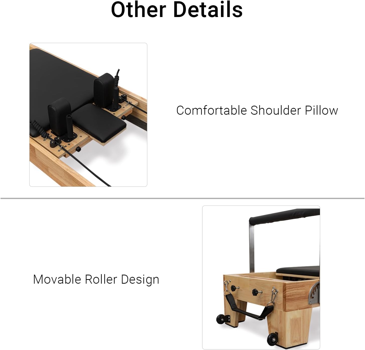 Lifitness Pilates Reformer,Oak Wood Pilates Reformer Bed for Home Workouts,Strengenth Training Machine with Jump Board,Pilaes Box