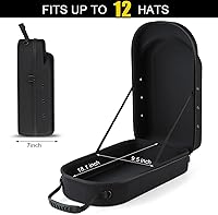 Vista 3 de Funda rígida para gorra de béisbol, funda de viaje con correa ajustable para el hombro, funda para 12 gorras de béisbol, perfecta para viajes y Negro