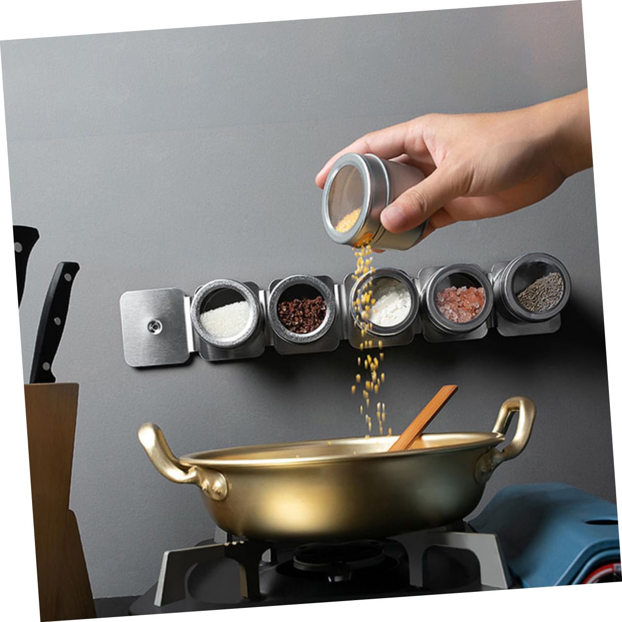 8 pièces Lot de Boîtes à Épices Aimantées Acier Inoxydable avec Couvercle Hermétique et Étiquettes Organiseur Multi-usage pour Cuisine et Bureau
