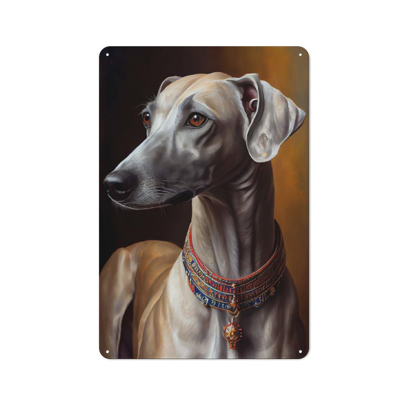 Junmoney Azawakh Oil Paint Tin Wall Plaque 30X20cm With For Pub Or Café, For Hospitality Wall Decor Collectors