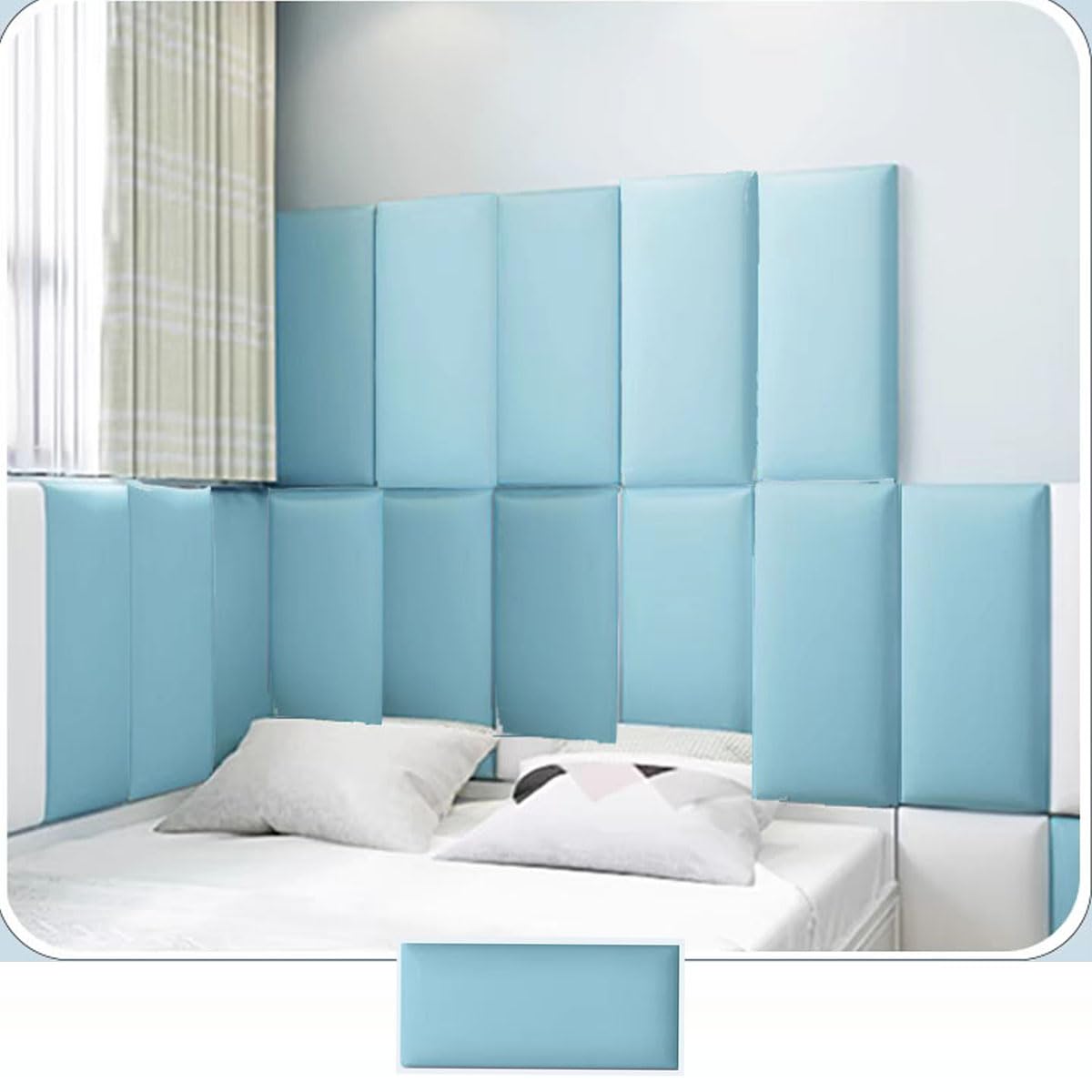 Panneaux muraux rembourrés, panneau de tête de lit flottant rembourré et touffeté, tête de lit – Lit jumeau, complet, grand et très grand lit – Robuste, facile à installer, D, 20 x 40 cm/5 pièces