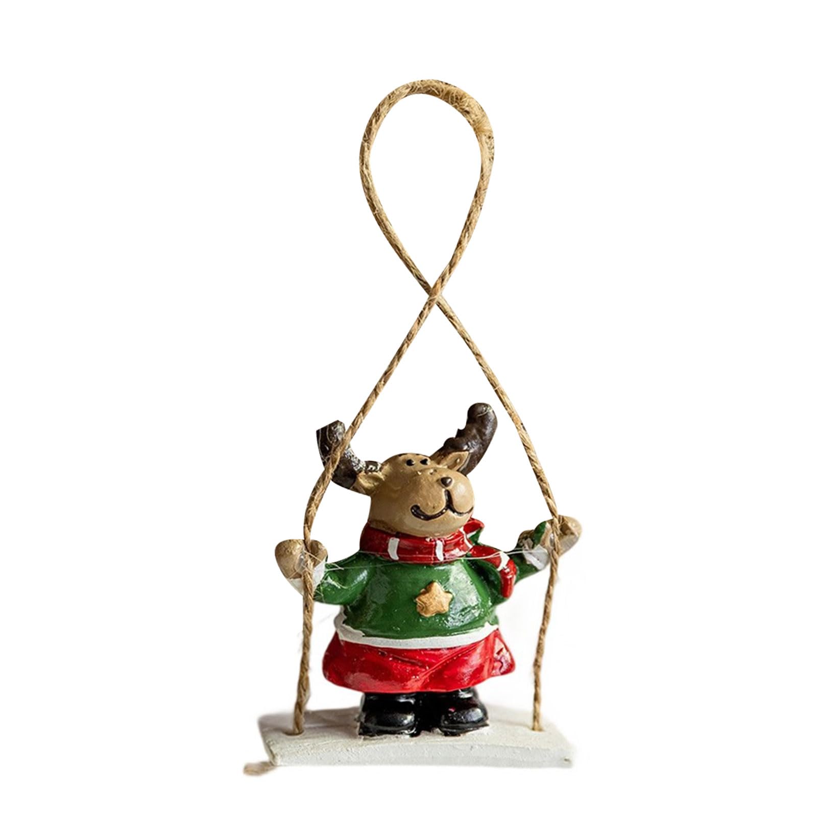 Zbiianxer C Handcrafted Santa Reindeer Ornament Sturdy Resin Hristmas Decoration Easy Hanging For Tree Homes Festival Gift User Friendly Hristmas Hanging Decors