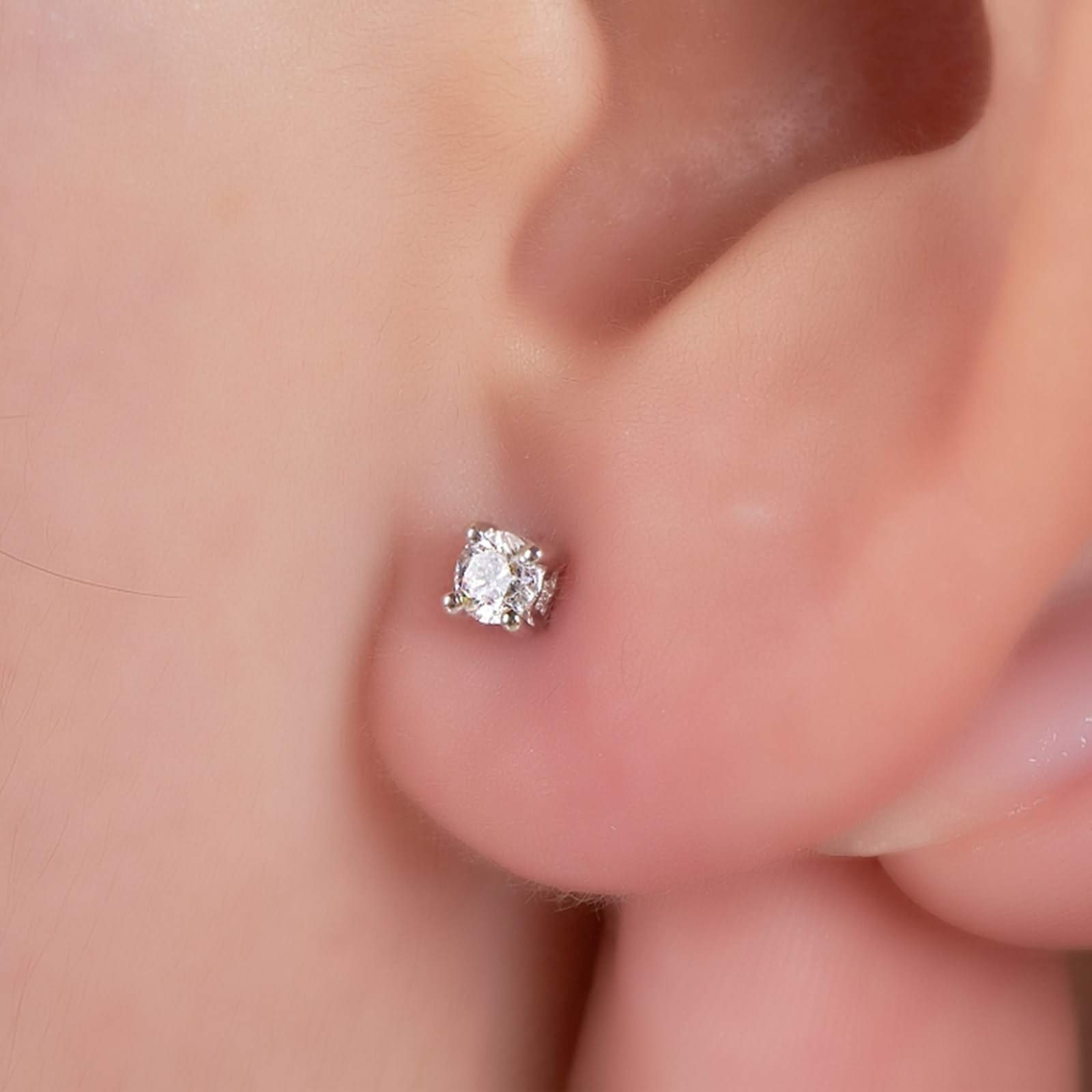 Daesar Damen Ohrstecker 750 Weißgold 4-Steg-Krappenfassung Rund Diamond 5 8 10 15 20ct Ohrringe Hochzeit für Geschenk