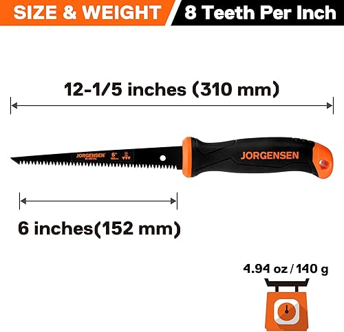 Miniatura 2 de Jorgensen Sierra para paneles de yeso y sierra Jab de 6 pulgadas, sierra de ojo de cerradura con mango ergonómico, dientes de triple tierra, sierra