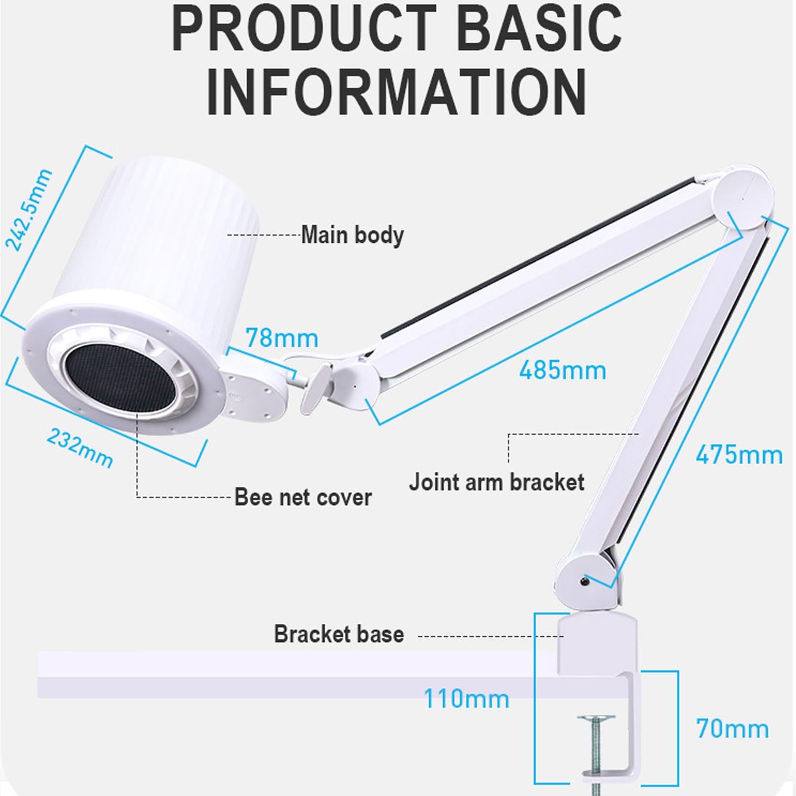 Aspiradora de uñas de 55 W, luz LED, 10 velocidades, ajustable, colector de polvo, pedicura, succión, herramienta de manicura para salón