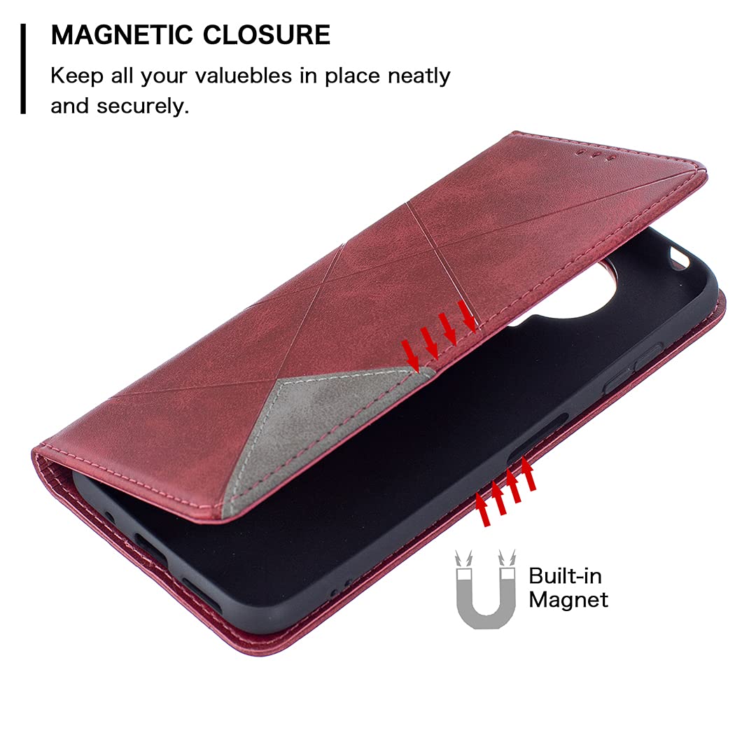 Etui na Telefon Komórkowy Nokia G20 / Nokia G10 Skóra PU Portfel etui Ochronne etui Case Case Stojak, [Przegródki na karty],Magnetyczne etui z Klapką (Czerwony)