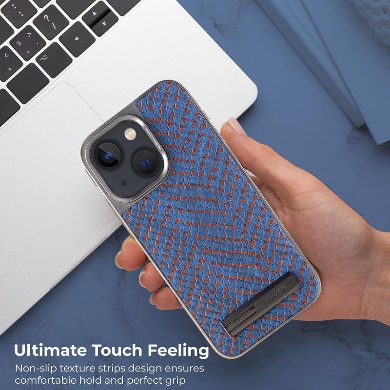 Image of PULOKA for iPhone 14 Case, Back Cover with Kickstand & Metal Camera Ring & 360 Military-Grade Protection, | Ultra Hybrid Slim Case (Blue, iPhone 14)