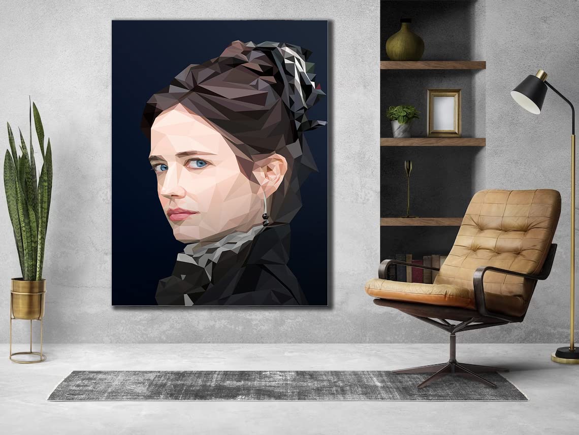 VERRE ART Printed Framed Canvas Painting for Home Decor Office Wall Studio Wall Living Room Decoration (45x60inch Wrapped) - Vanessa Ives Fictional character Lowpoly
