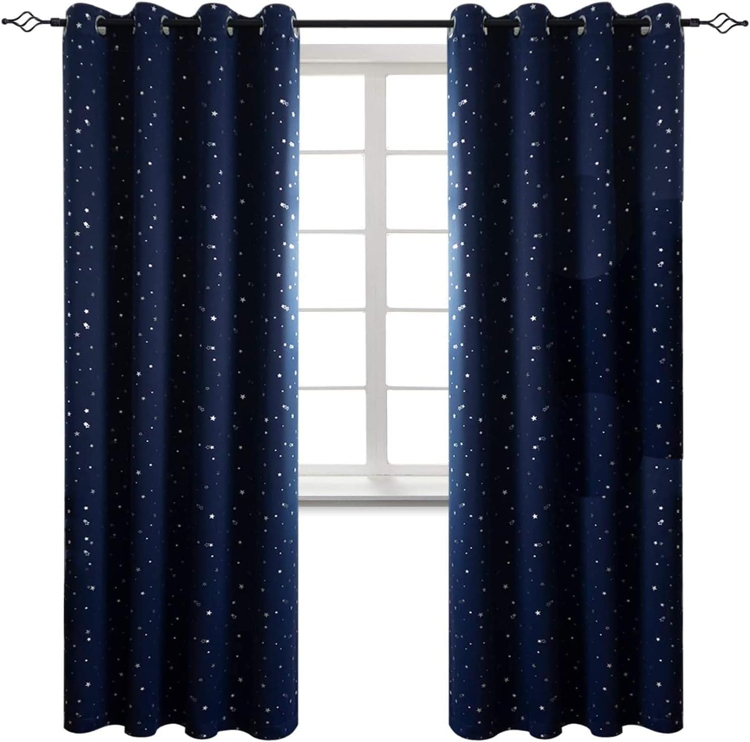 Arabest Kid's Star Grommet Thermal Insulated Window Panel Blackout Curtain (132x213cm, Navy Blue)