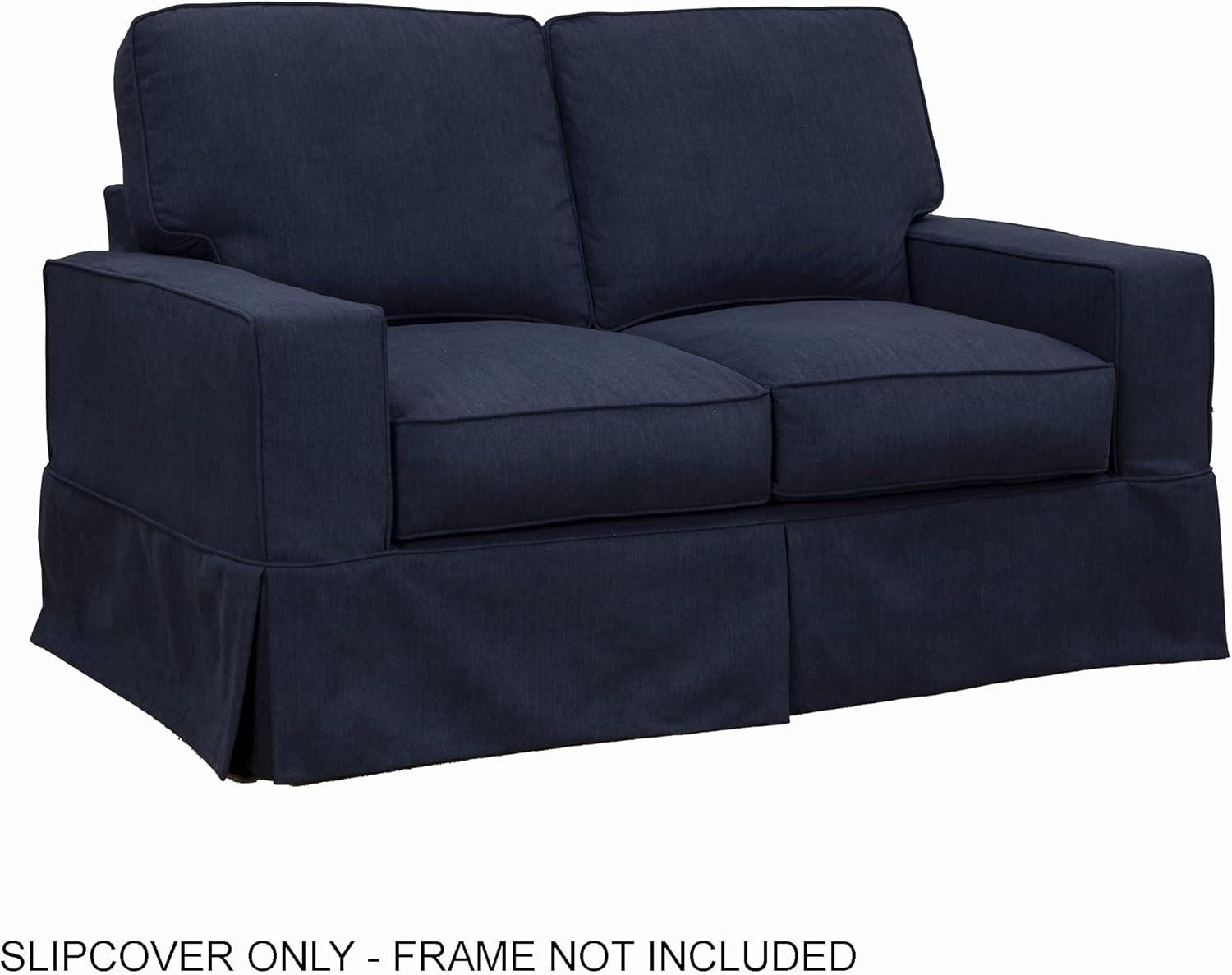 Sunset Trading Americana Slipcover Only for Box Cushion Track Arm Loveseat | Performance Fabric Washable Water-Resistant Stain-Proof | Navy Blue