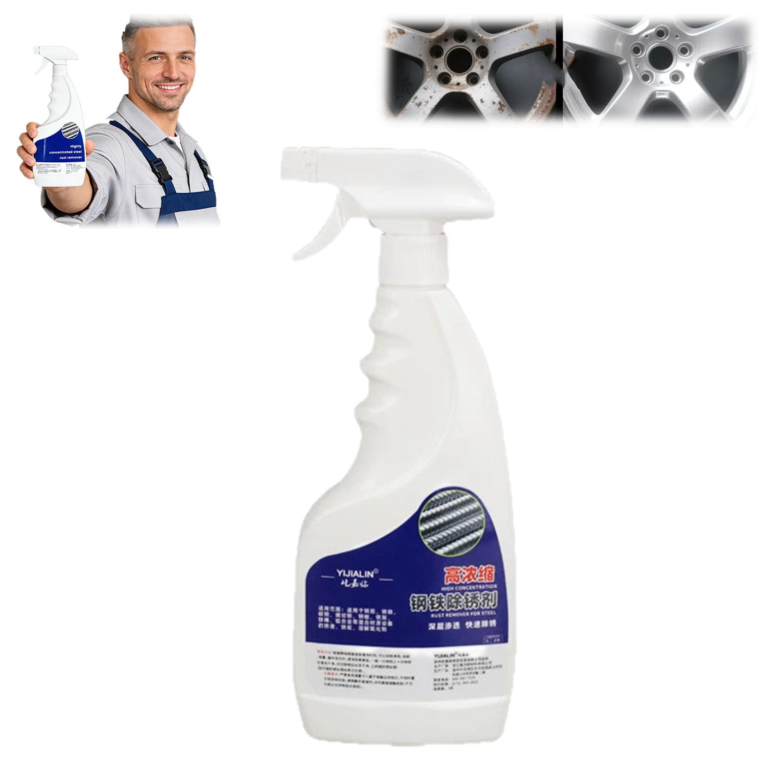 Spray antiruggine altamente concentrato, per acciaio e ferro, rimozione rapida della ruggine, potente rimozione della ruggine, 500 ml