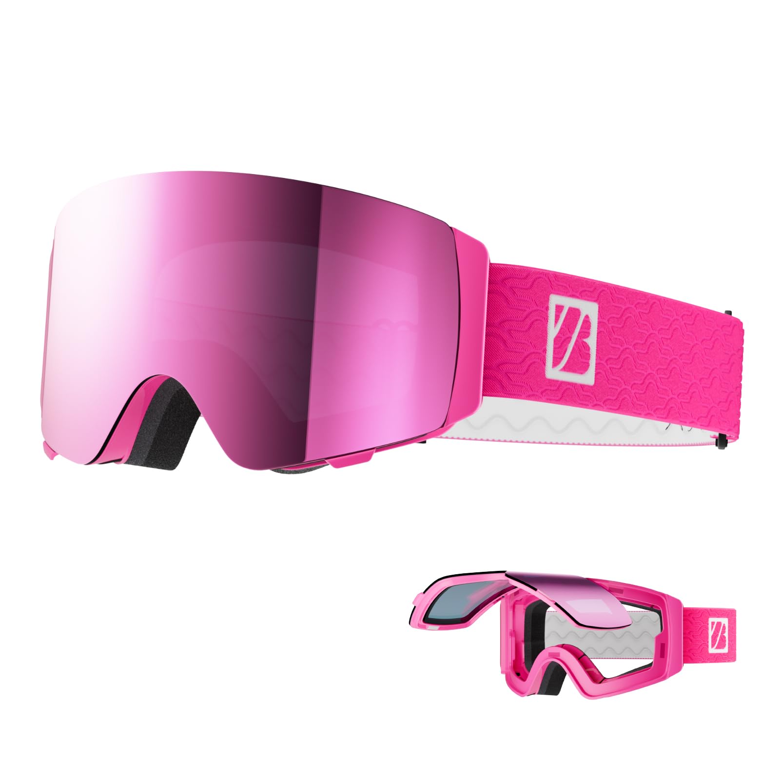 Flip-Up Kids Ski Goggles, Anti-fog Magnetic Snow Snowboard Goggles for Boys Girls Junior Instant Defogging UV400 Protection — image 1