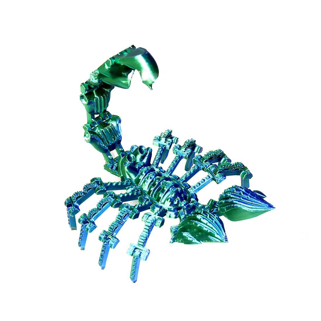 WANENGEDIY 5-inch PLA 3D Printed Scorpion Model, Realistic Movable Joints, Articulated Desktop Decor, Unique Collectible Figurine, Blue Green