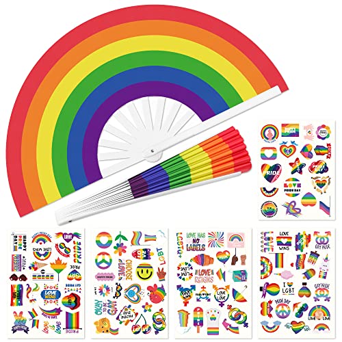 Riccioofy Pride Fan And Rave Fan - Rainbow Fan & Pride Stickers, 110 Pcs Lgbtq+ Stickers, Gay Stickers Bulk #TOP11
