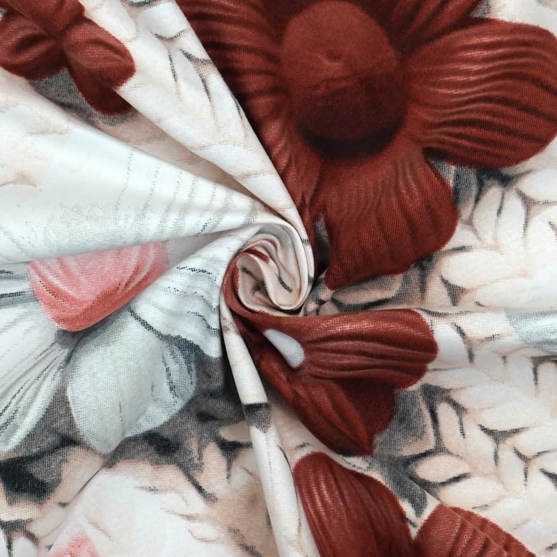 Image of Avinya 210 TC Cotton King Size Feel Luxury Floral Prints 7D Printed Flat Bedsheet with 2 Pillow Cover (COFFEE-7D) 90x100