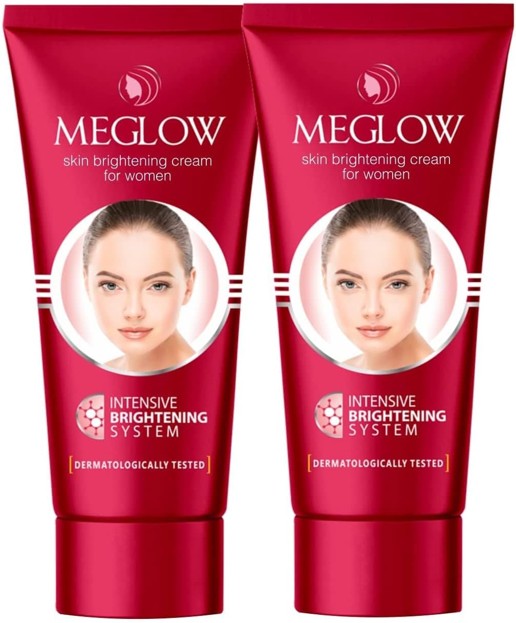 Meglow by Leeford | Skin Brightening Moisturizer Cream for Women| Hydrates, Repairs, Radiates | Reduces Dark Spots, Melanin, Melasma | Prevents Pigmentation | Even Tone Pack of 2 (30g each)