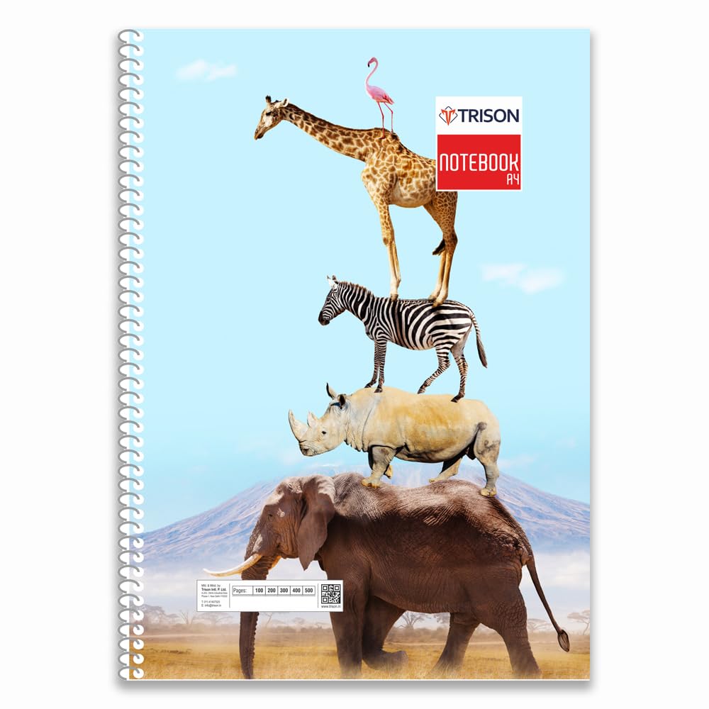 Trison Quaderno a spirale A4-6 soggetti separatore - Riga singola, copertina morbida, 400 pagine, 65 GSM, 21x30 cm