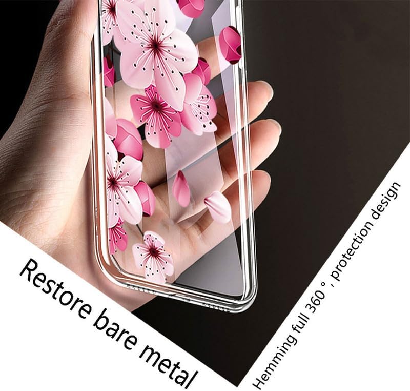Phone Case for Doogee DK10 (6.67"), 2 Pcs Shockproof Soft TPU Silicone Bumper Shell, [Ultra-Thin] [Anti-Yellowing] Back Cover for Doogee DK10 - Clear + Peach Blossom