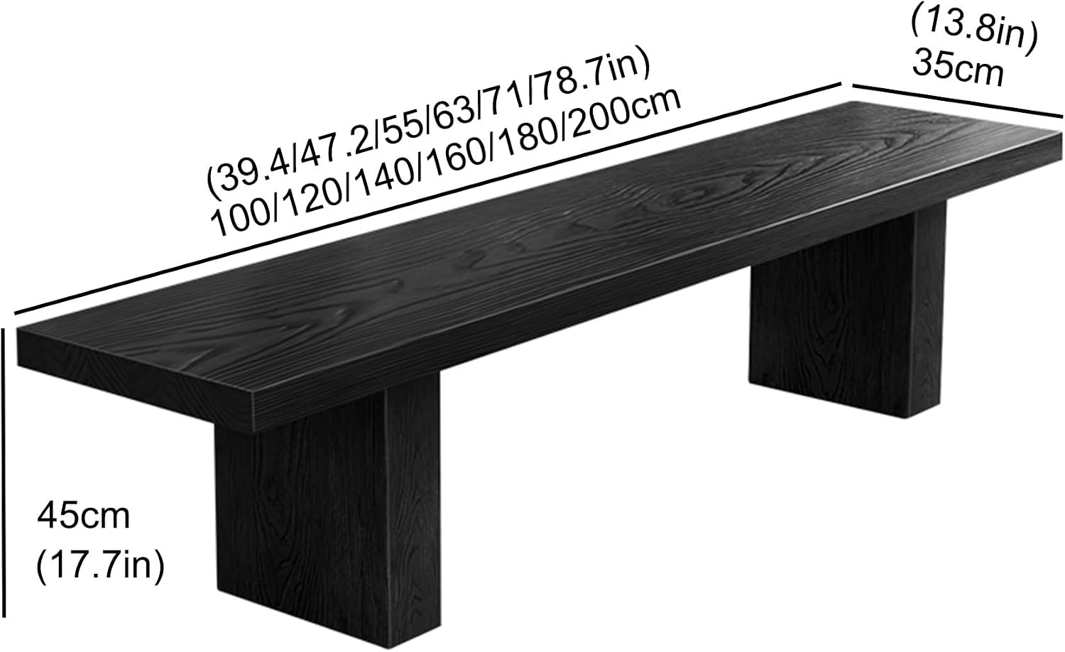Wood Dining Table Bench - Wooden End of Bed Seat for Farmhouse Bedroom, Narrow Kitchen Window Bench, Ideal for Living Room, Dining Room, or Hallway