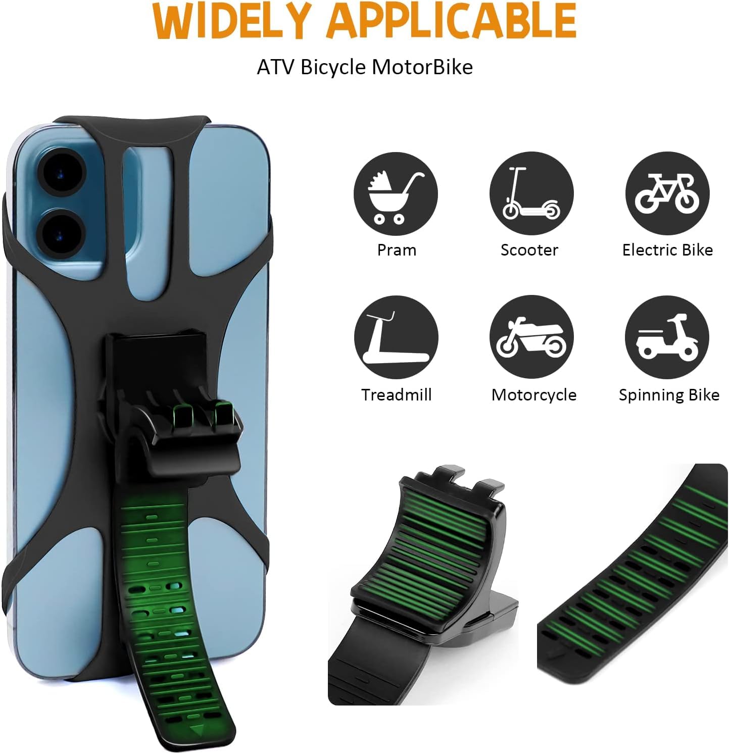 Porta Cellulare Bici, Universale Supporto Smartphone per Bici 360° Rotabile, Staccabile Telefono Porta per MTB Moto Bicicletta Compatibile con iPhone 17/16/15/14, Smartphone 4.5"-7.0" (Nero-4)