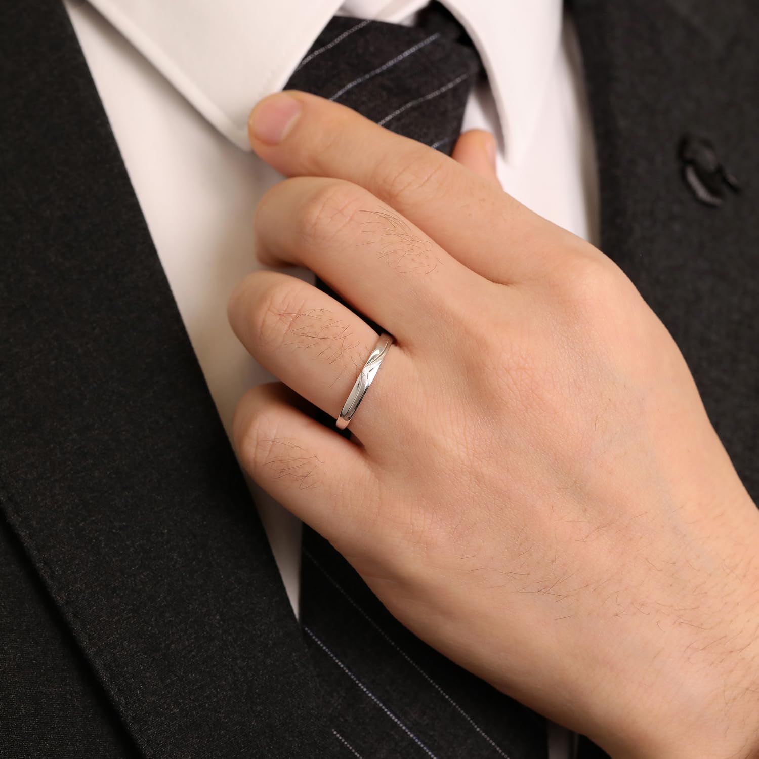 Meissa Anillos Plata de ley 925 Pareja Alianzas Compromiso Boda para Promesa de amor eterno Diseño de Montañas Adjustable Anillo Plata Pareja Novios Regalo de San Valentín (Juego de dos anillos)