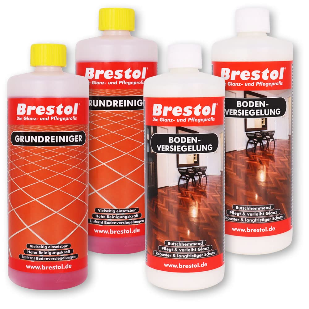 Limpiador de suelo 2 x 1000 ml concentrado + sellado de suelos 2 x 1000 ml para la limpieza profunda y posterior sellado de suelos laminados, parqué, suelos de baldosas, suelos de baldosas, etc.