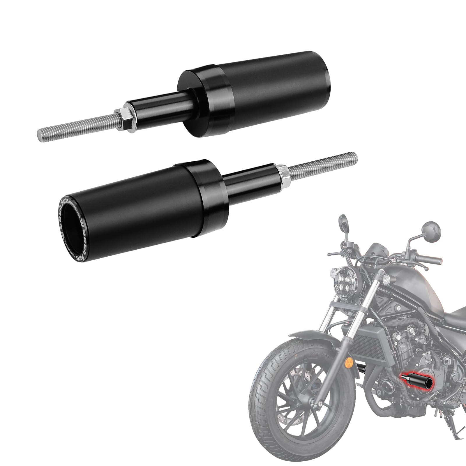 Sliders de cadre pour Honda Rebel 500 CMX500 (2017-2025) | Protection moteur et pare-chocs pour moto | Barres coulissantes CNC noires | Installation facile sans perçage
