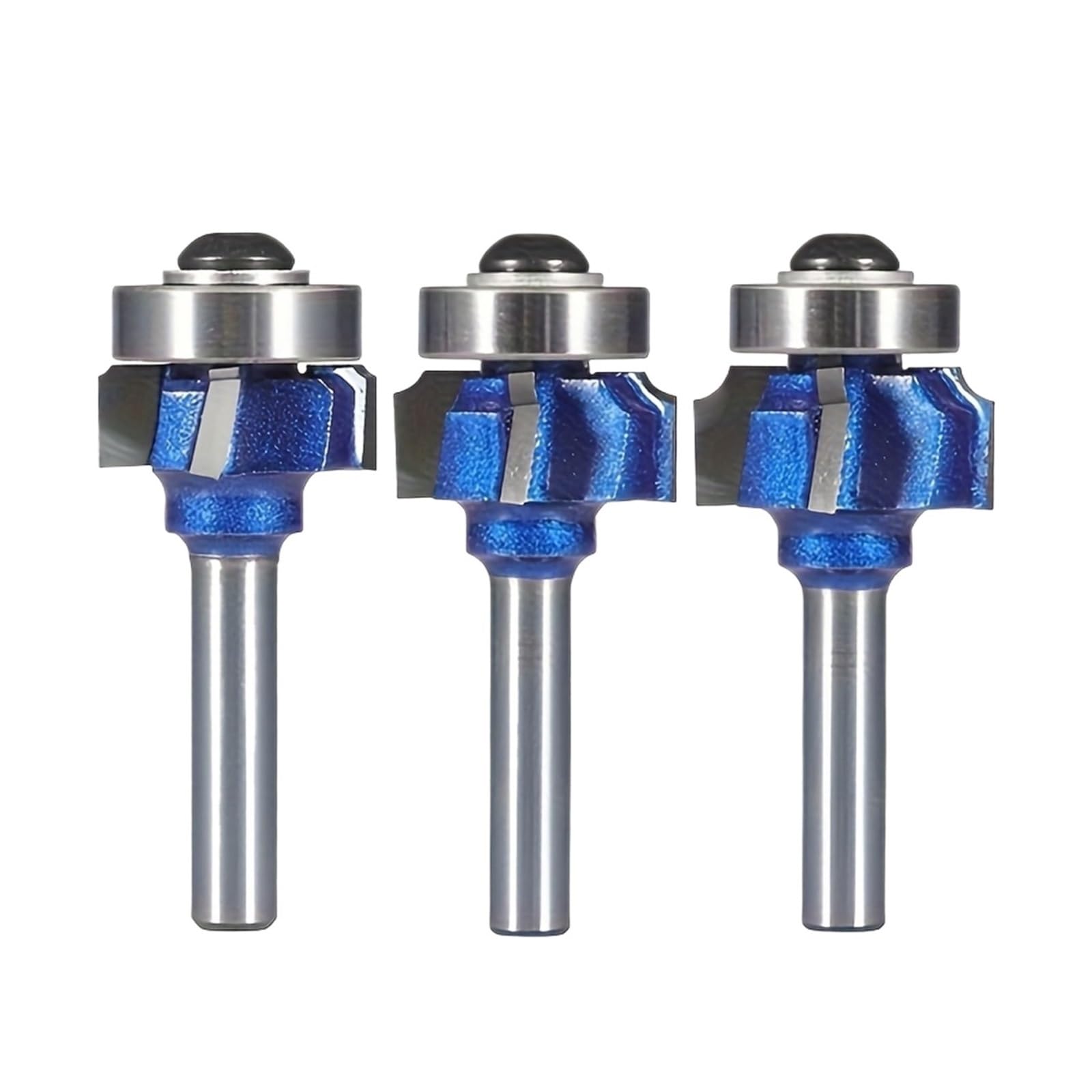 1/3 szt. ‌ chwyt „1/4” 4-ostrzowy frez zaokrąglający niebieskie drewno krawędzie fazowanie profesjonalna klasa(3PCS-6.35mm)
