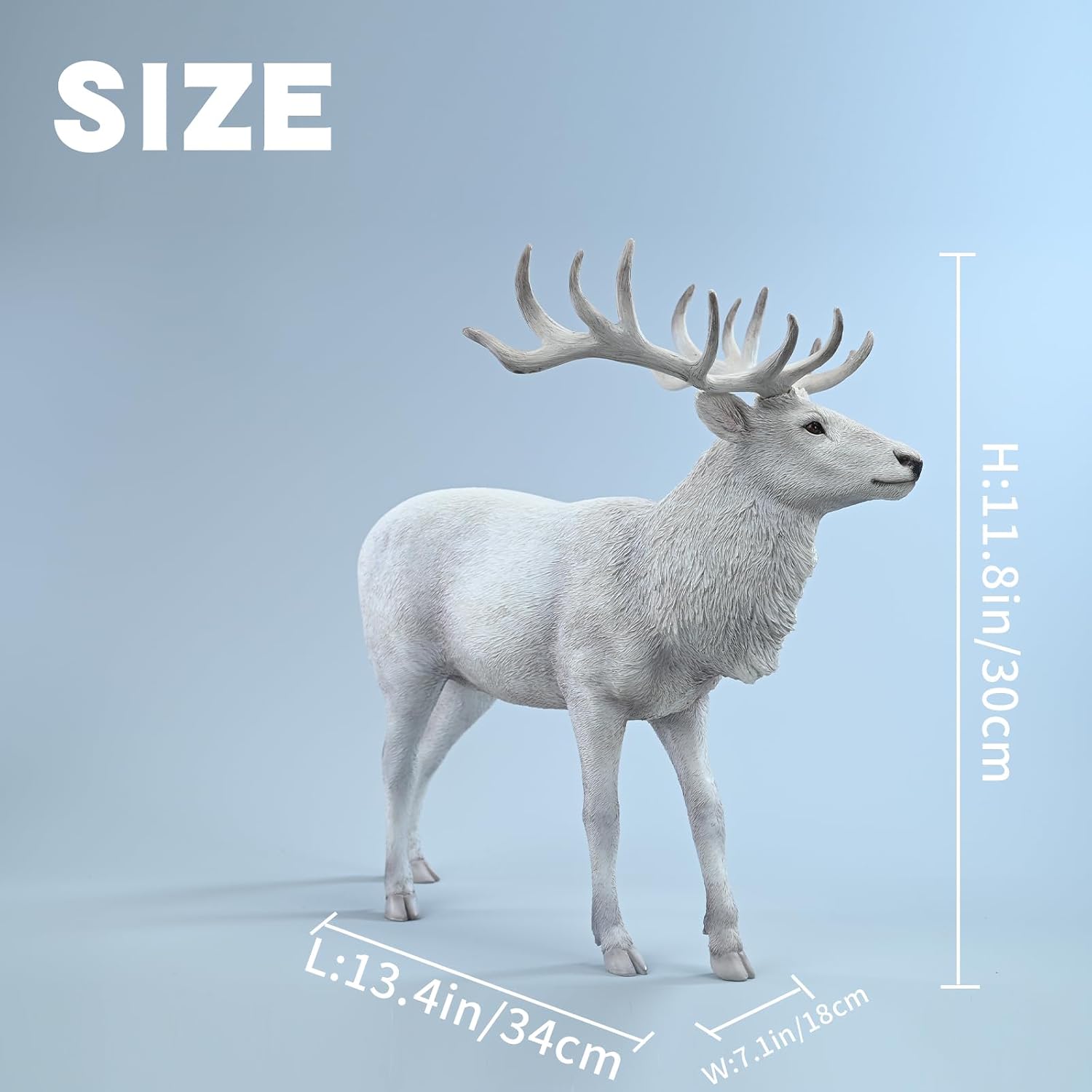 JXK Reindeer Statue for Home Decor, Pere David's Deer Statue Durable Polyresin with Intricate Details, Deer Sculpture Gift for Animal Lovers