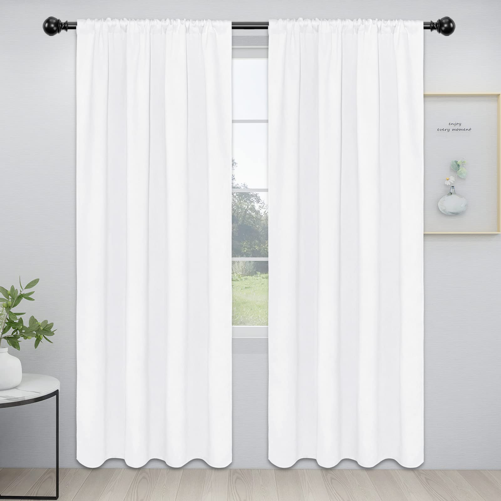 Rideaux occultants Easy-Going blancs 106x213 cm pour fenêtres de salon et de chambre