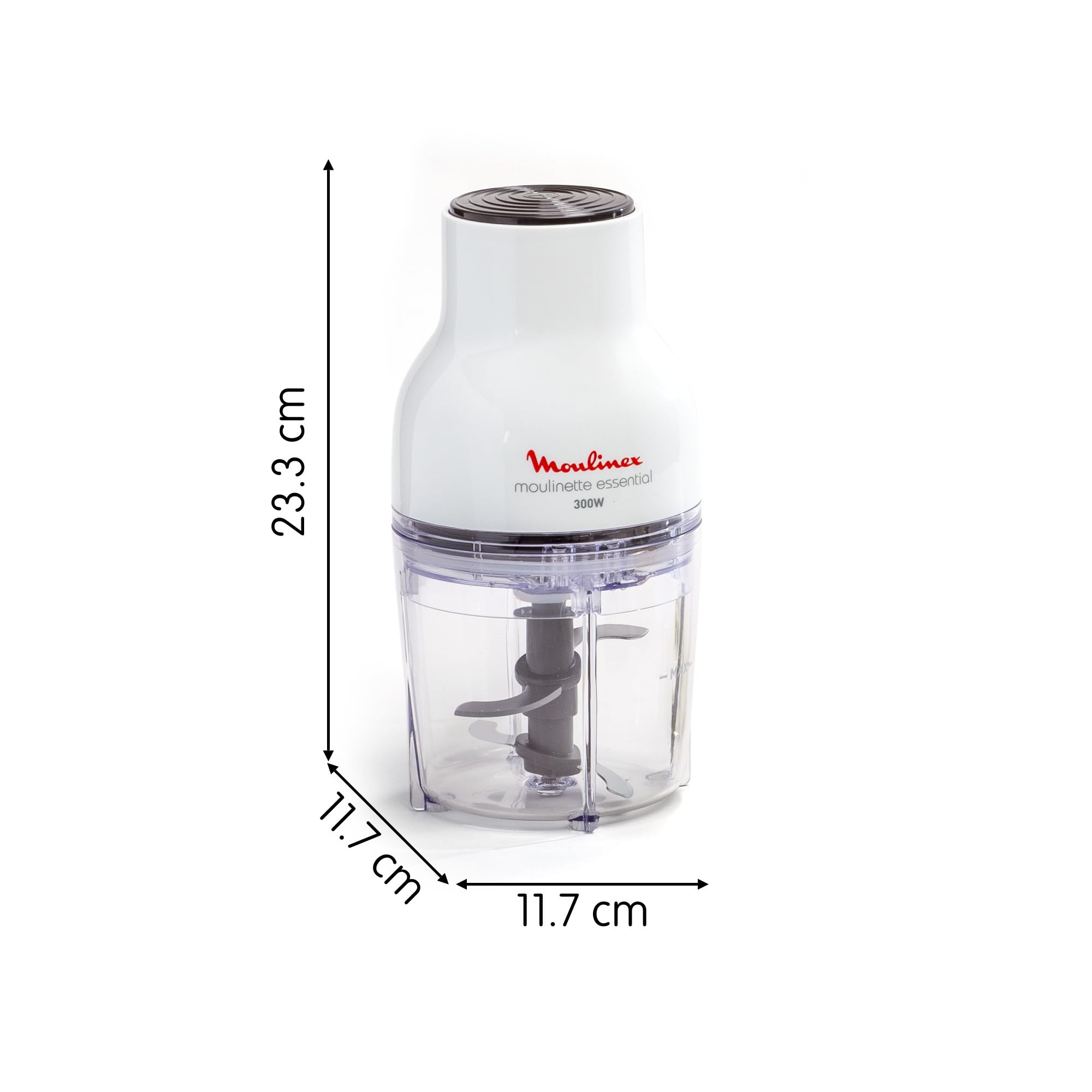 Moulinex DJ5201 Moulinette Essential, 4 Lame Affilate, Trita, Mescola e Sminuzza, Tritatutto, Capacità Recipiente 400 ml, 300 W, Bianco
