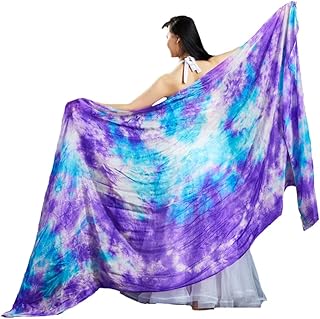 Women Colorful Professional Belly Dance Silk Veils Hand Made Tie Dyed Scarf