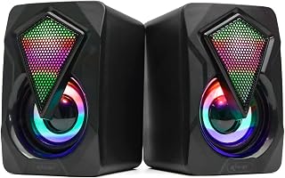 Caixa de Som Gamer 6W Rms Real Auto Falante Iluminação Led Rgb Pc Computador Notebook Mac Tv Smart