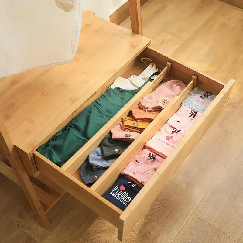 VIGAN 2/4PCS Adjustable Bamboo Drawer Dividers Bedroom Kitchen Drawer Storage Expandable Drawer Dividers For Cupboard Cabinet Wardrobe (2PCS/ Long)