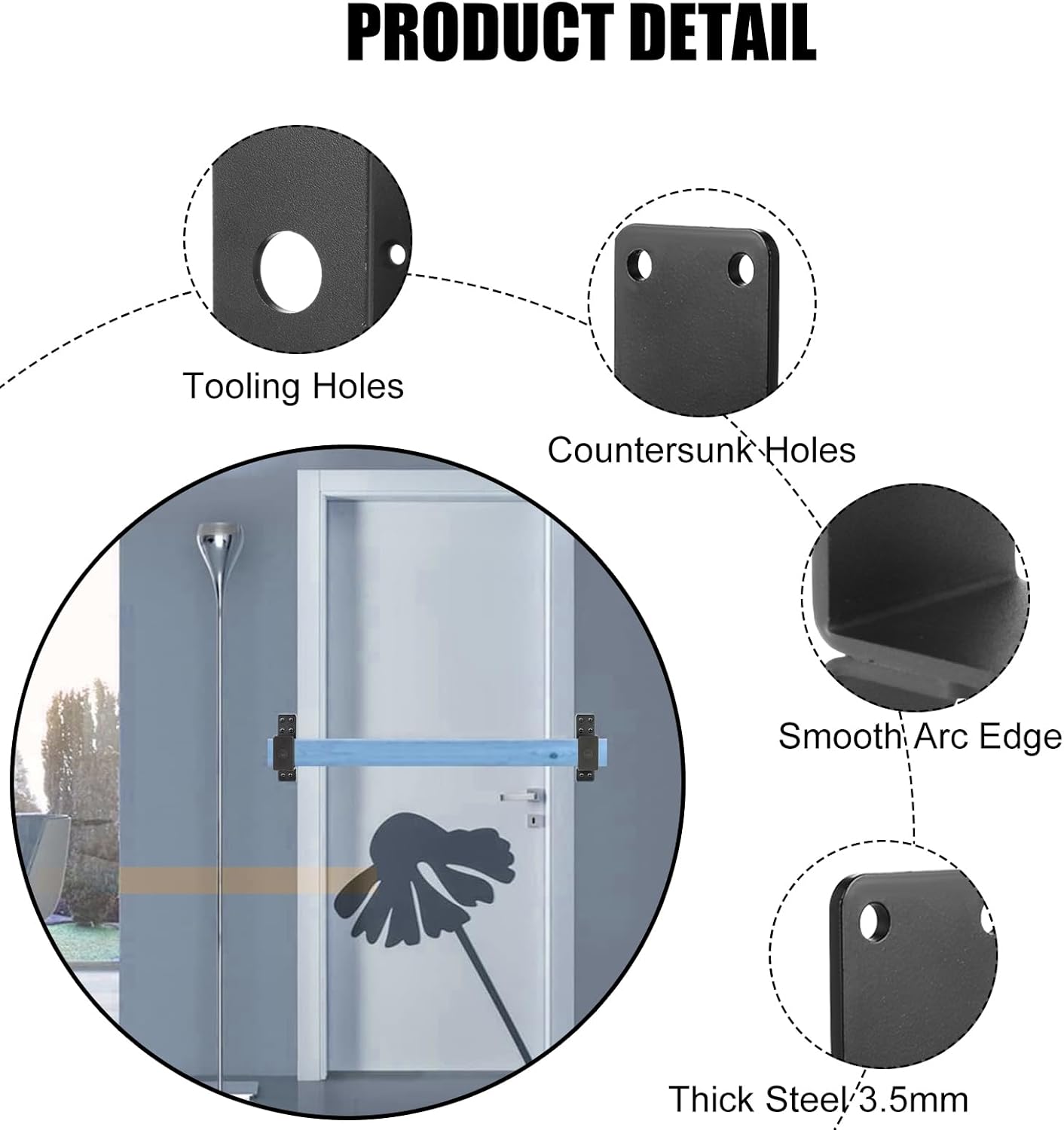 ABuff 2x4 Door Barricade Brackets 4 PCS Door Barricade Security Bar Heavy Duty Drop Open Bar Holder U Brackets for Home Security, Indoor and Outdoor, Carbon Steel, Black