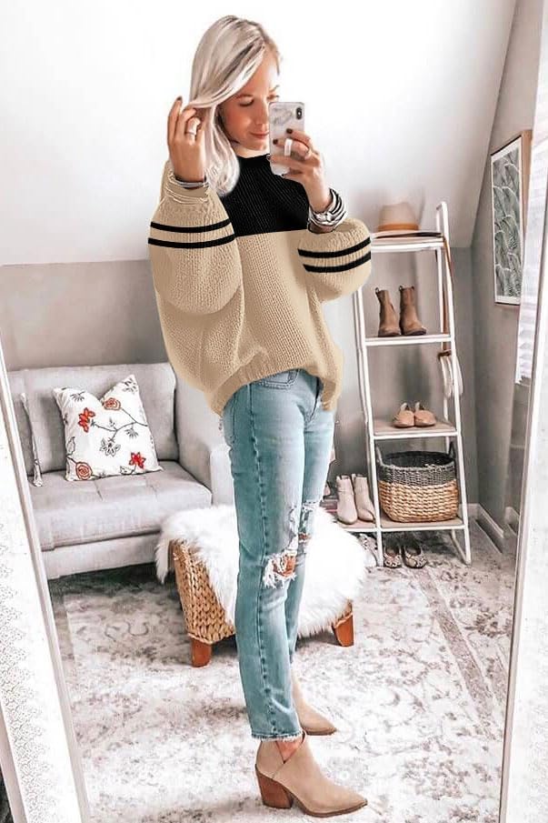 ETCYY Women's Oversized Sweaters Fall 2026 Fashion Winter Clothes Batwing Long Sleeve Knit Sweater Pullover Jumper Tops - Image 5