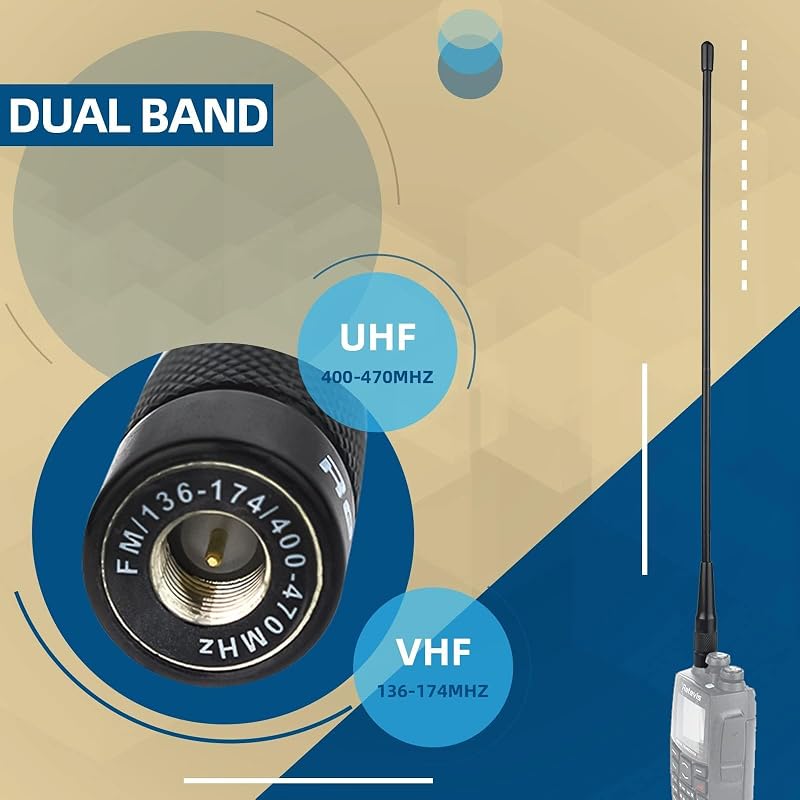 Retevis RHD771 Walkie Talkie Antenna SMA-M Kettős Sávú UHF VHF - Kompatibilis RT1 RT2 RT3 RT8 RT81 RT82 RT83 TYT MD-380 UV8000D Adóvevőkkel