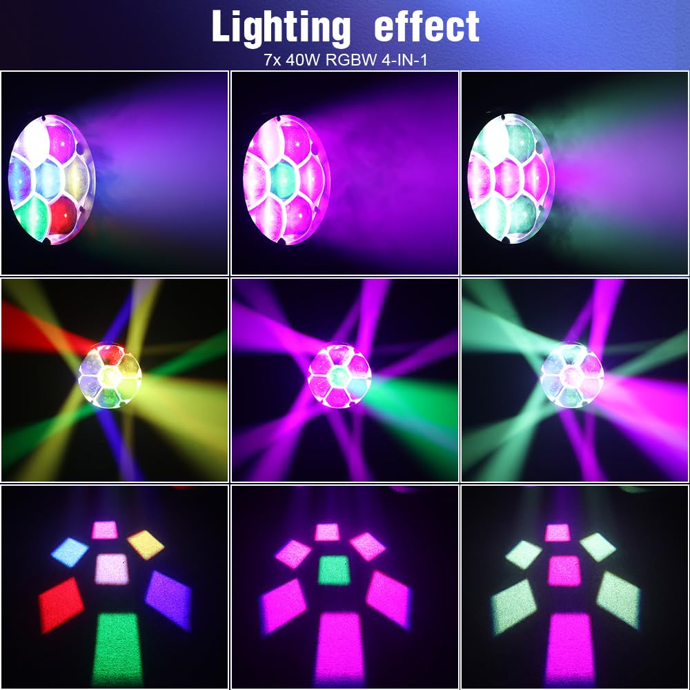 BETOPPER 7 * 40W Discokugel Moving Head Dj Licht mit Spot Point Steuerung, RGBW Beam/Wash/Zoom/CTO Effekt Bee Eye LED Bühnenlicht, Sound Activated Discolicht Partylicht Party Deko für Hochzeit, Bars