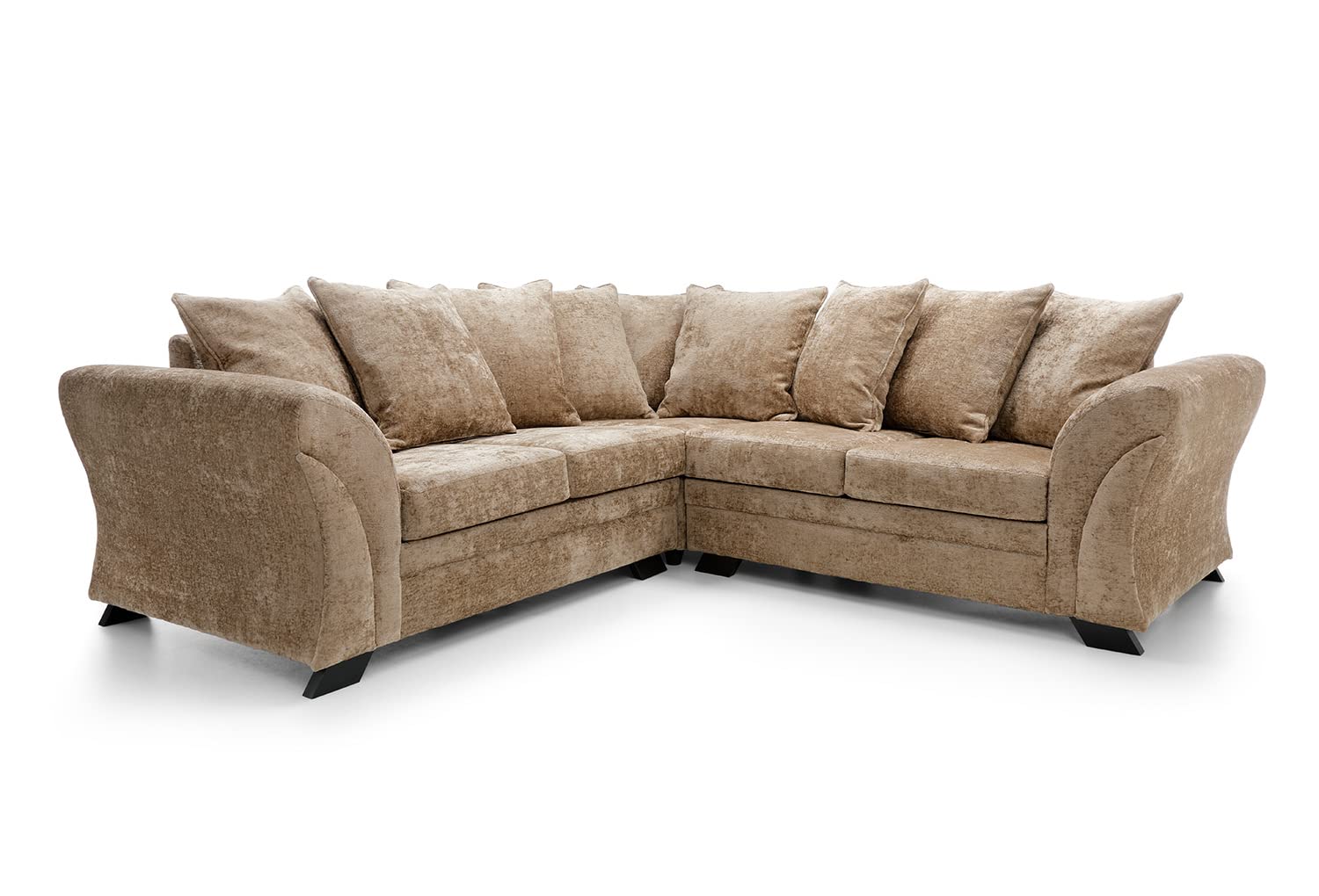 Abakus DirectFarrow Corner Sofa - Brown Crushed Chenille - Large L Shaped Couch Unit for Living Room - Range Includes 2 Seater, 3 Seater, Armchair (Corner Sofa)